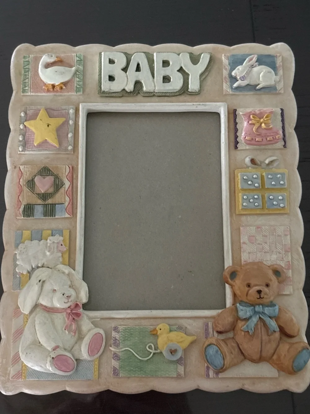 Baby Themed Pastel Nursery Picture Frame - Pink & Cream